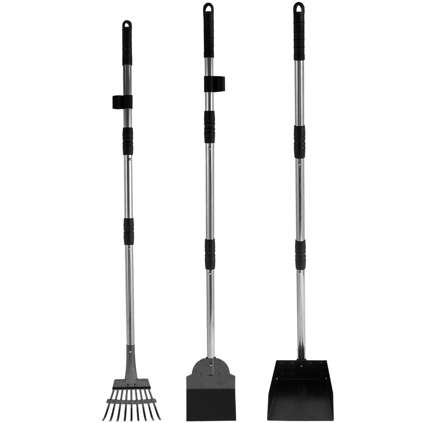 2/3Pcs Multifunctional Dogs Poop Scooper Removable Long Handle Metal Scooper Tray Rake and Spade Set for Pet Waste Removal NEW