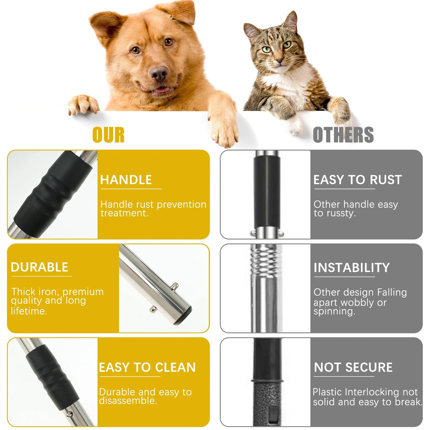 2/3Pcs Multifunctional Dogs Poop Scooper Removable Long Handle Metal Scooper Tray Rake and Spade Set for Pet Waste Removal NEW