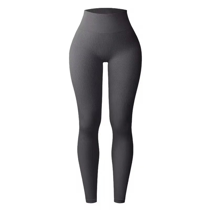 Women's seamless knitted thread yoga pants high waisted sports leggings hip lifting