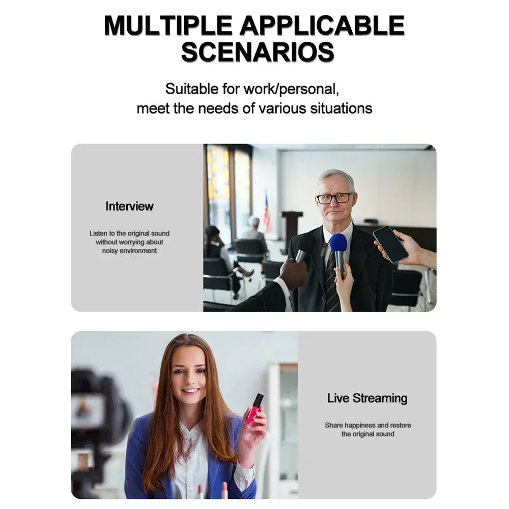 Microphone Wireless Lavalier Microphone for Live Streaming/YouTube/TikTok/Facebook Live Noise Reduction Mic For iPhone/Android