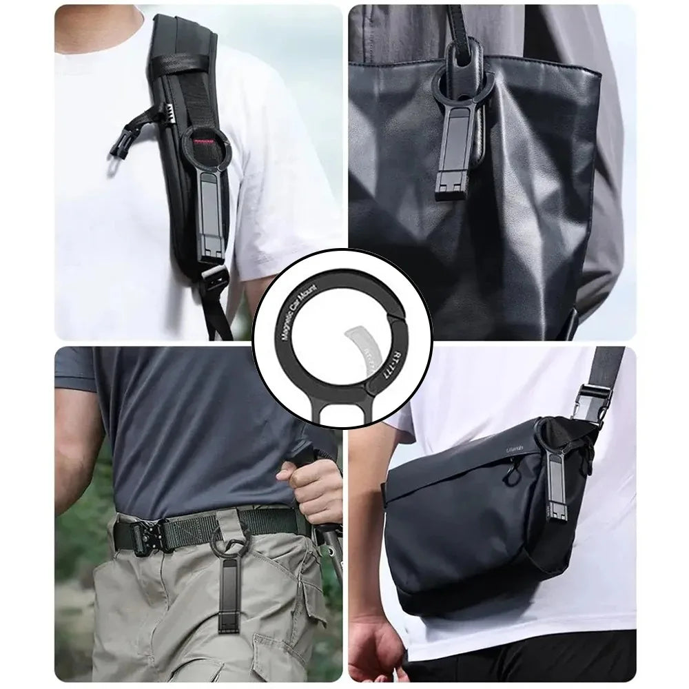 Alloy Phone Tripod Carabiner-Mounted For iPhone Portable Dual-sided Magnetic Tripod Desk Mount Phone Handle Holder