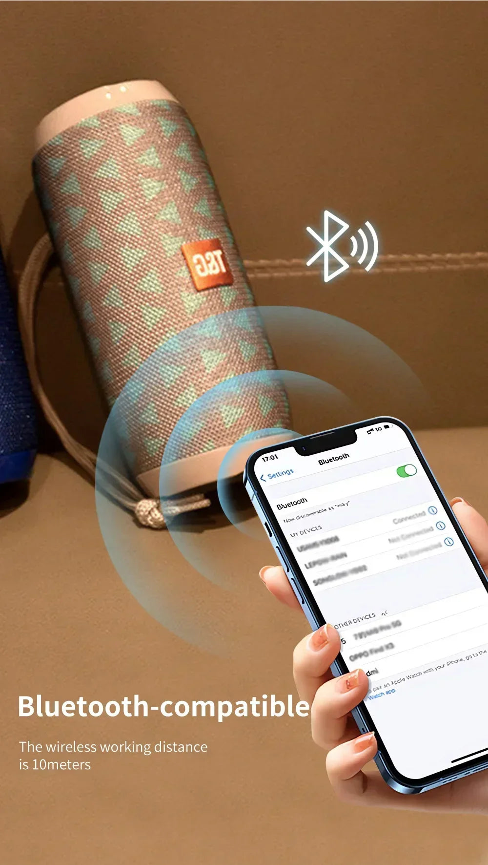 TG117 Portable Bluetooth Speaker TWS Wireless Dual Bass Outdoor Column Boombox FM AUX TF Card Music Player For Camping Riding