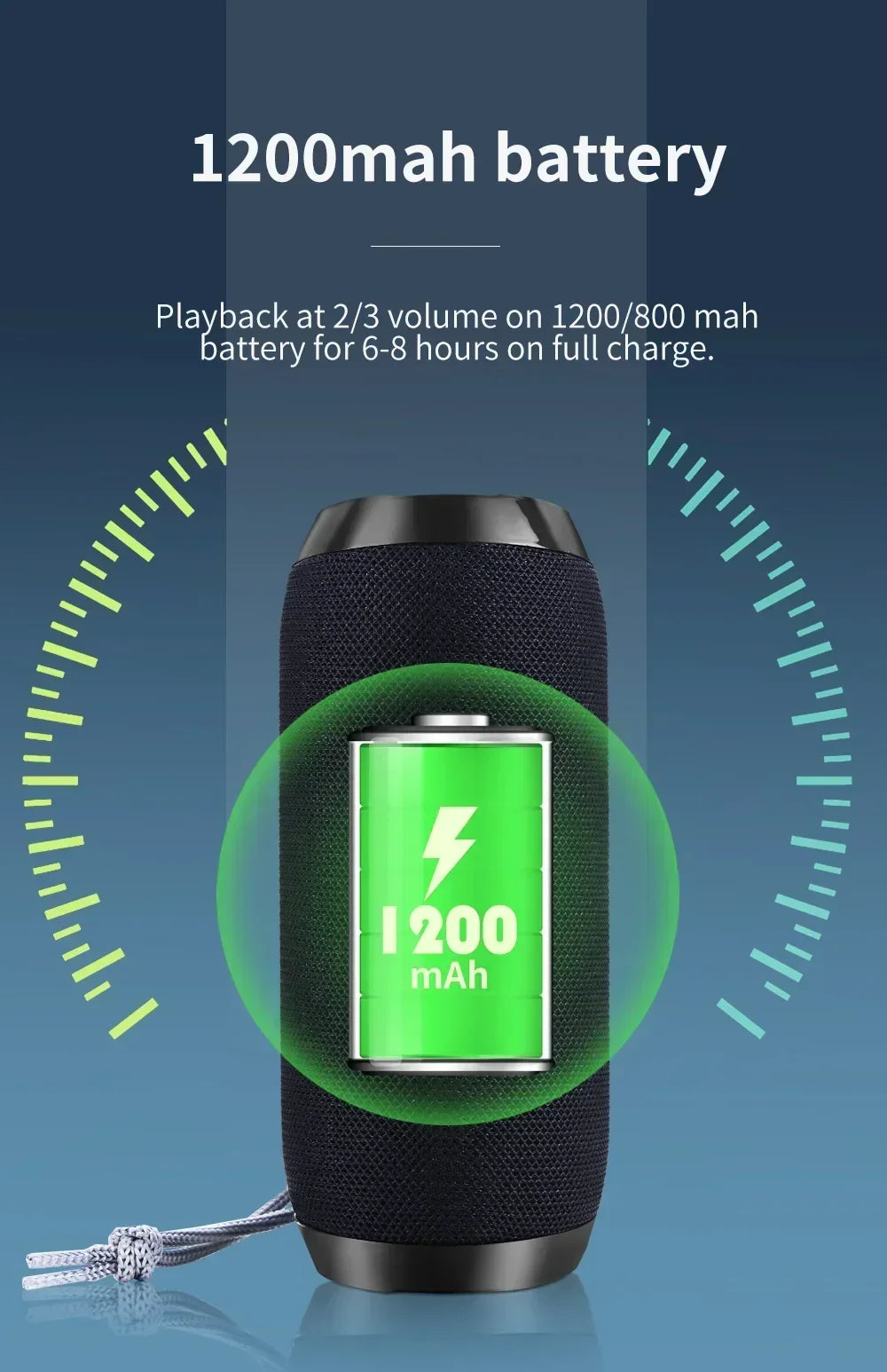 TG117 Portable Bluetooth Speaker TWS Wireless Dual Bass Outdoor Column Boombox FM AUX TF Card Music Player For Camping Riding