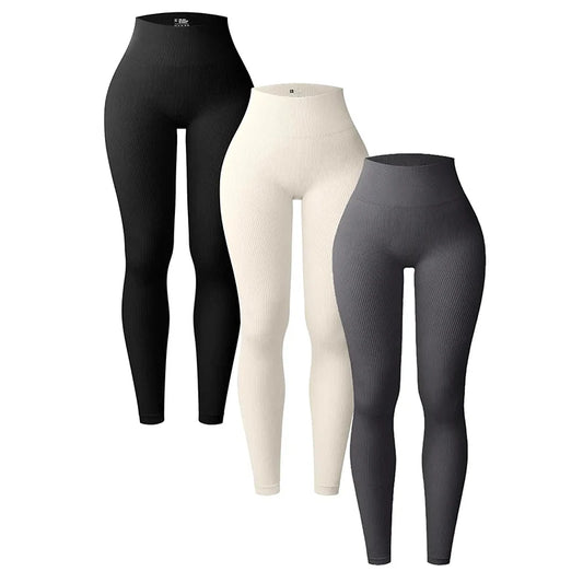 Women's seamless knitted thread yoga pants high waisted sports leggings hip lifting