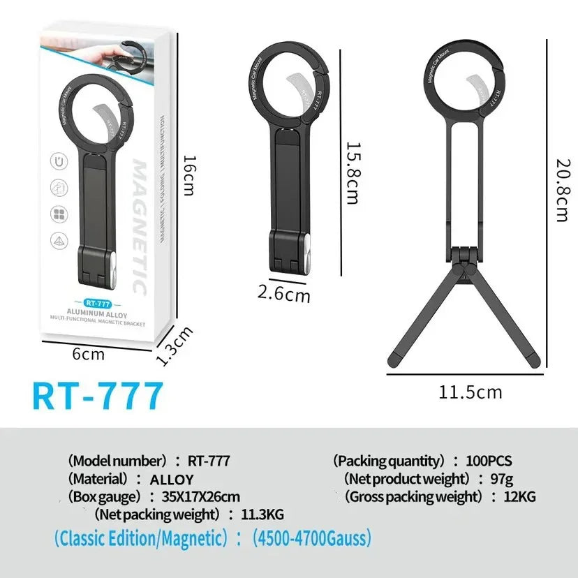 Alloy Phone Tripod Carabiner-Mounted For iPhone Portable Dual-sided Magnetic Tripod Desk Mount Phone Handle Holder