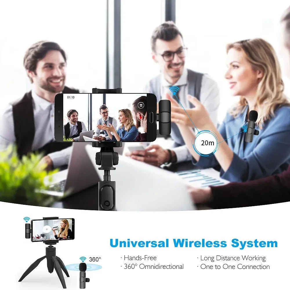 Microphone Wireless Lavalier Microphone for Live Streaming/YouTube/TikTok/Facebook Live Noise Reduction Mic For iPhone/Android