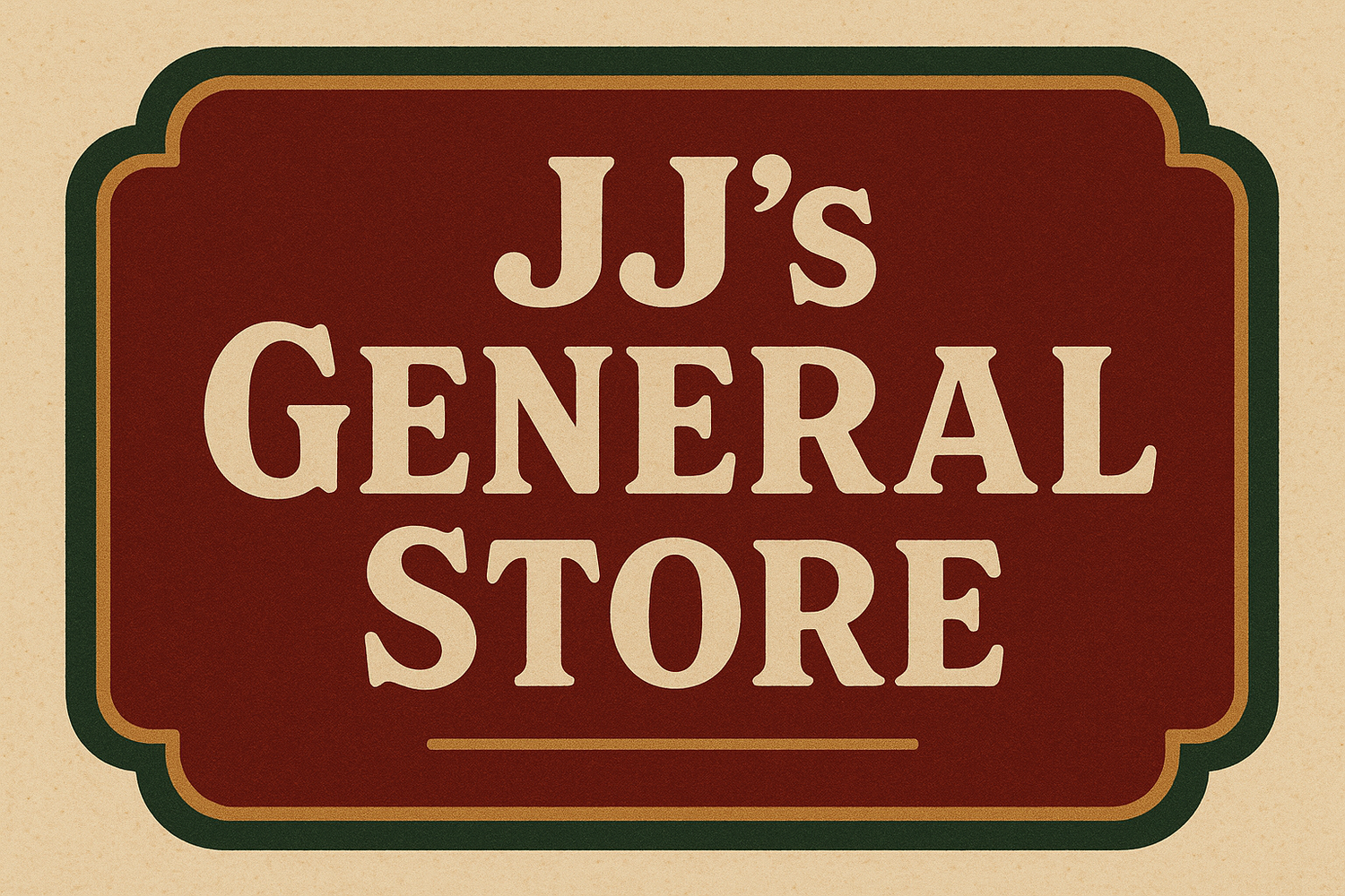 Social sharing image for JJ's General Store with classic general store colors
